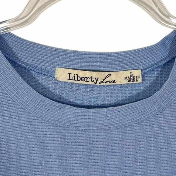 Liberty Love Baby Blue Flowy Dress Knee Length Size Large Lightweight Modest - Picture 4 of 5